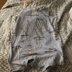 First Impressions Light Blue Nautical Baby Romper